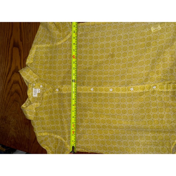 Velvet by Graham & Spencer Yellow Medallion Print Cotton Button Down Shirt M - Picture 6 of 9